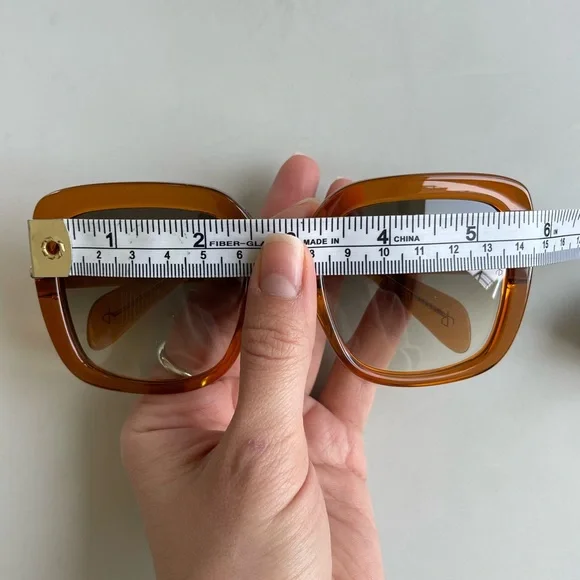 Rag & Bone Square 56mm Oversized Sunglasses with Orange / Brown Frame - Picture 16 of 16